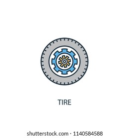 tire concept 2 colored line icon. Simple yellow and blue element illustration. tire concept outline symbol design from Car service set