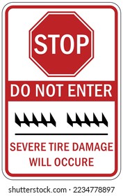 Tire damage warning sign and labels