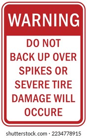 Tire damage warning sign and labels
