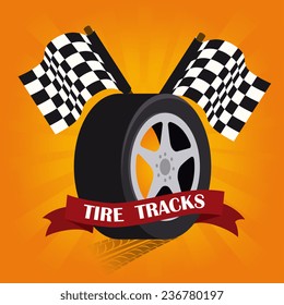 Tire Design over orange background, vector illustration.