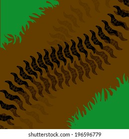Tire design over road background, vector illustration