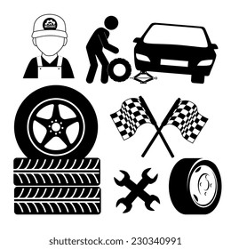 Tire design over white background, vector illustration