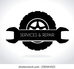 Tire design over white background, vector illustration