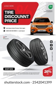 Tire Discount Price. Promo. Flyer. Banner. Sale.