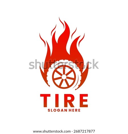 Tire Fire logo design vector template, tire combination with fire logo design vector template