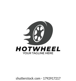 Neumático Con Plantilla De Logotipo De Incendio. Diseño de vectores de ruedas. Ilustración automotriz