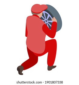 Tire fitting icon. Isometric of tire fitting vector icon for web design isolated on white background