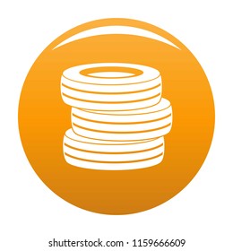 Tire fitting icon. Simple illustration of tire fitting vector icon for any design orange
