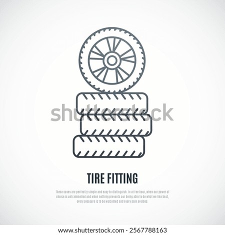 Tire Fitting icon in simple line style. Stock vector illustration.