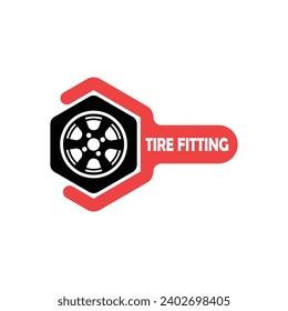 logotipo de instalación de neumáticos con llave. concepto de soporte las 24 horas, protector, autoestación, mantenimiento, disco de máquina. aislado de fondo blanco. tendencia de estilo plano diseño de marca moderna ilustración vectorial