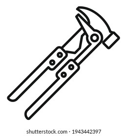 Tire fitting pliers icon. Outline Tire fitting pliers vector icon for web design isolated on white background