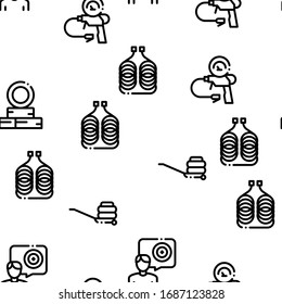 Tire Fitting Service Seamless Pattern Vector Thin Line. Illustrations