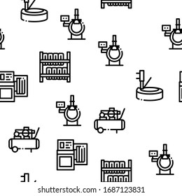 Tire Fitting Service Seamless Pattern Vector Thin Line. Illustrations
