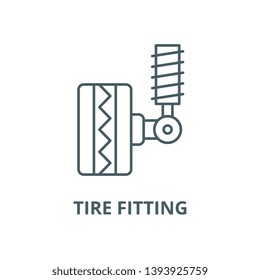 Tire fitting vector line icon, linear concept, outline sign, symbol