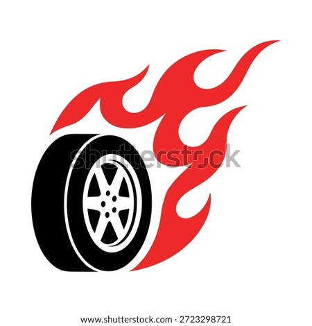 Tire with flames racing speed hot wheel