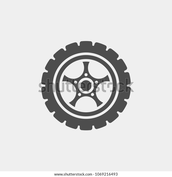 Tire flat vector\
icon. Wheel flat vector\
icon