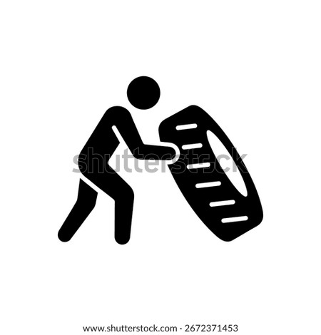 Tire Flip Strongman Icon Isolated On White Background