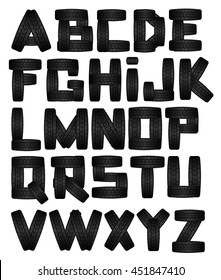 Tire font on white background. Vector decorative alphabet