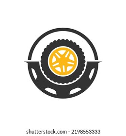 Tire and gear icon vector logo. Auto service vector logo template.	