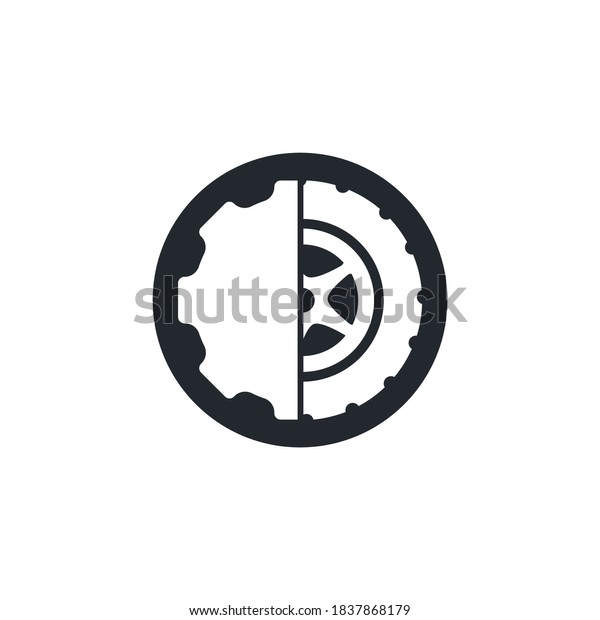 Tire and gear icon vector logo. Auto service vector logo\
template. 
