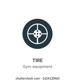 Tire glyph icon vector on white background. Flat vector tire icon symbol sign from modern gym equipment collection for mobile concept and web apps design.