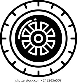 Tire glyph and line vector illustration