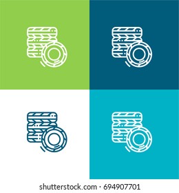 Tire green and blue material color minimal icon or logo design