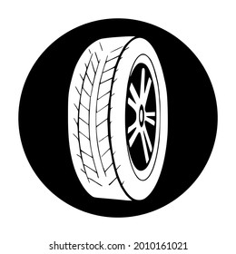 Tire icon. 2D simple flat style graphic design. Template isolated on white background. Can be used for any purposes. Vector EPS10