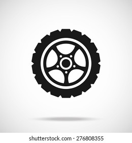 Tire icon. Black vector icon. Modern car wheel concept.