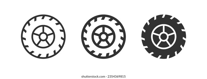 Tire icon. Car wheel signs. Tyre symbol. Auto rubber symbols. Automotive service icons. Black color. Vector isolated sign.