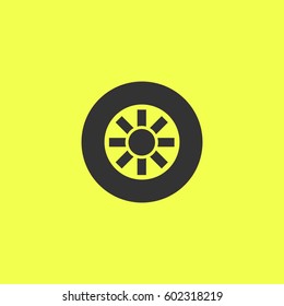 Tire icon flat. 