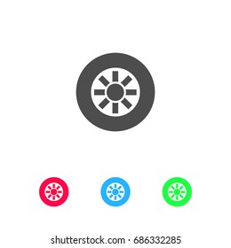 Tire icon flat. Color pictogram on white background. Vector illustration symbol and bonus icons