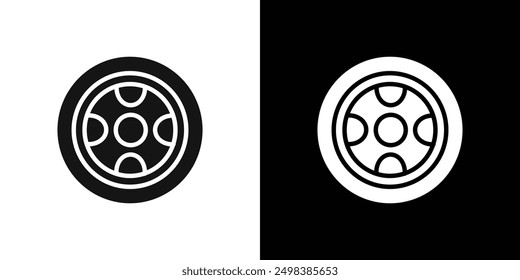 Tire icon flat line symbol set.