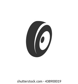 Tire icon isolated on a white background. Logo silhouette design template. Simple symbol concept in flat style. Abstract sign, pictogram for web, mobile and infographics - stock vector