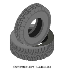 Tire icon. Isometric illustration of tire vector icon for web