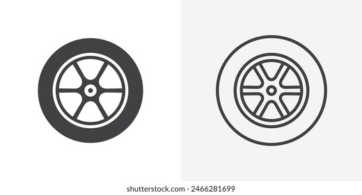 Juego de iconos de neumáticos. Símbolo del Vector de la rueda del coche e ícono del neumático del automóvil.