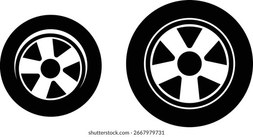 Conjunto de ícone de pneu, ilustração de linha fina plana, símbolos de logotipo de vetor de arte de linha preta,