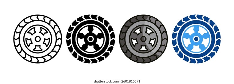 Tire Icon Set Multiple Style Collection