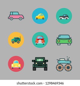 tire icon set. vector set about car, monster truck and suv icons set.
