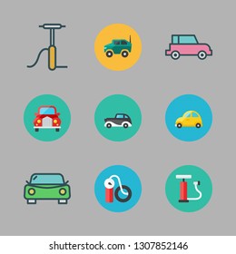 tire icon set. vector set about car and air pump icons set.