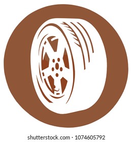 Tire Icon, sign, logo, symbol. Tire inflation, A place to inflate a tire. Circle flat style graphic design. Isolated on white background. Vector illustration EPS 10