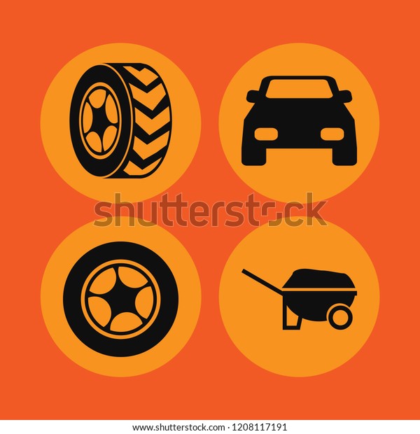tire icon. tire vector icons set car wheel,\
wheelbarrow and car
