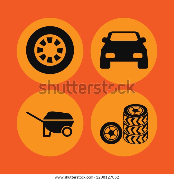 tire icon. tire vector icons set wheelbarrow, car\
wheels, wheel and car