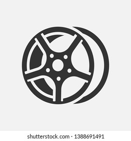 Tire Icon. Wheel  Illustration As A Simple Vector Sign & Trendy Symbol for Design and Automotive Websites, Presentation or Mobile Application.