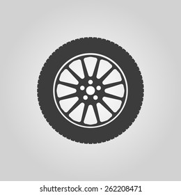 The tire icon. Wheel symbol. Flat Vector illustration