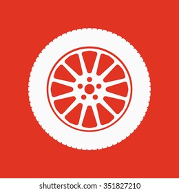 The tire icon. Wheel symbol. Flat Vector illustration