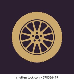 The tire icon. Wheel symbol. Flat Vector illustration