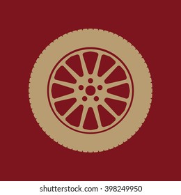 The tire icon. Wheel symbol. Flat Vector illustration