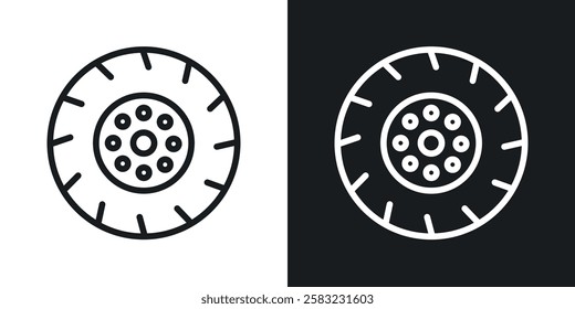 Tire icons in black and white liner strokes for web design.