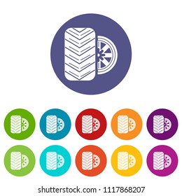Tire icons color set vector for any web design on white background